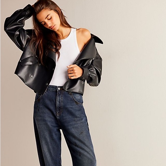 FREE PEOPLE We The Free Alexis Vegan Leather Jacket - Picture 2 of 9